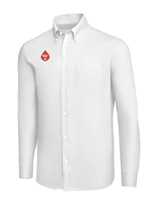Brooks Brothers White Wrinkle-Free Stretch Nailhead Shirt w/Neill Gas Logo