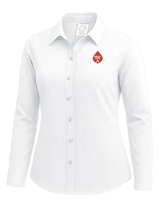 Brooks Brothers Womens White Wrinkle-Free Stretch Nailhead Shirt w/Neill Gas Logo