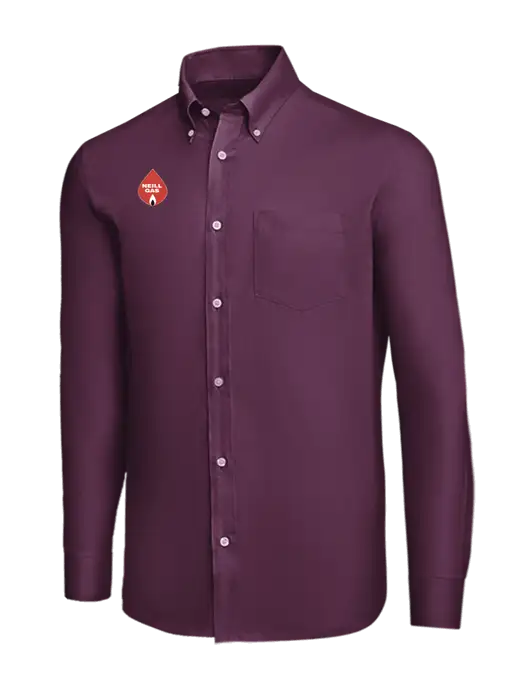 Brooks Brothers Eggplant Wrinkle-Free Stretch Nailhead Shirt w/Neill Gas Logo