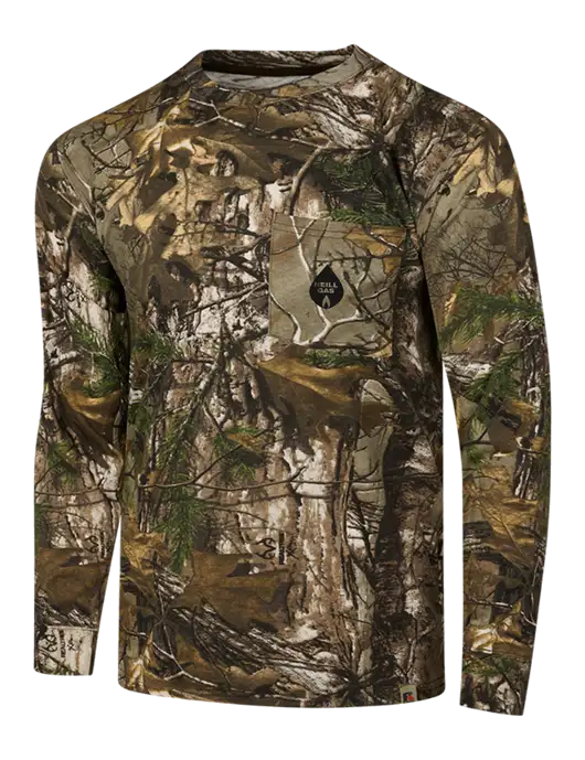 Russell Outdoors Realtree Edge Camo Long Sleeve Pocket T-Shirt w/Neill Gas Logo