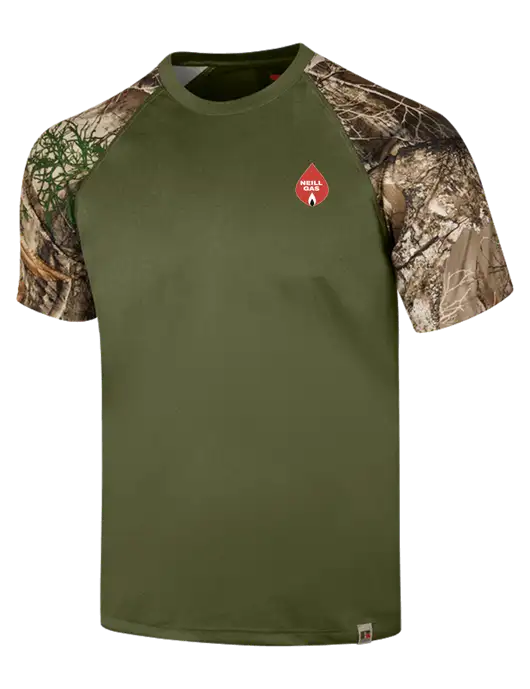 Russell Outdoors Olive/Realtree Edge Camo Colorblock Performance T-Shirt w/Neill Gas Logo
