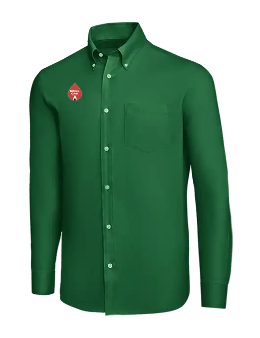 Brooks Brothers Medium Green Wrinkle-Free Stretch Nailhead Shirt w/Neill Gas Logo