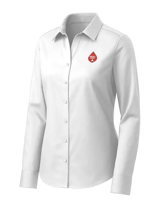 Brooks Brothers Womens White Wrinkle-Free Stretch Pinpoint Shirt w/Neill Gas Logo