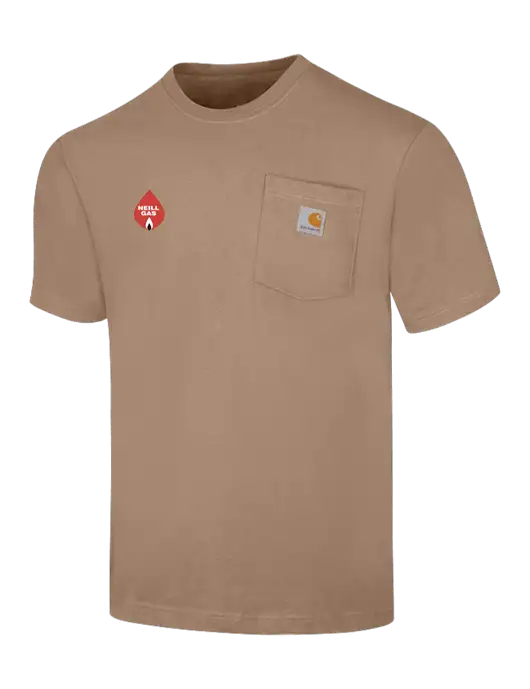 Carhartt Loose Fit Workwear Dark Tan Short Sleeve Pocket T-Shirt w/Neill Gas Logo