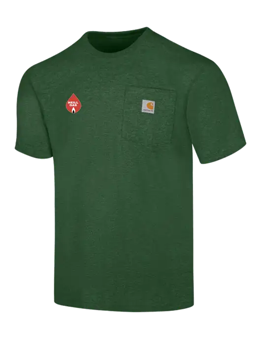 Carhartt Loose Fit Workwear Dark Green Heather Short Sleeve Pocket T-Shirt w/Neill Gas Logo
