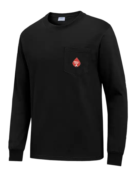 Black Long Sleeve Heavyweight 6.1 oz Pocket T-Shirt w/Neill Gas Logo