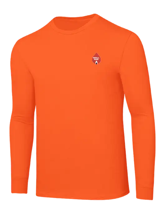 Core Blend Safety Orange Long Sleeve Tee w/Neill Gas Logo