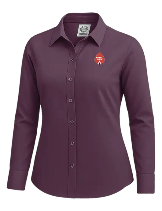 Brooks Brothers Womens Eggplant Wrinkle-Free Stretch Nailhead Shirt w/Neill Gas Logo