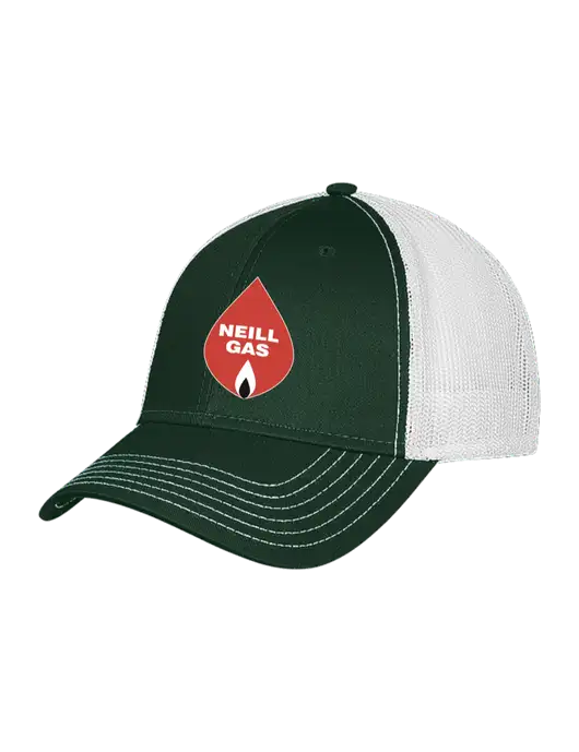 Dark Green/White Mesh Trucker Cap Snap Back w/Neill Gas Logo