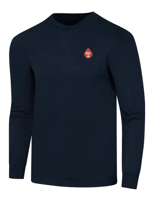 Simply Soft Long Sleeve Navy 4.5 oz, Poly/Combed Ring Spun Cotton T-Shirt w/Neill Gas Logo
