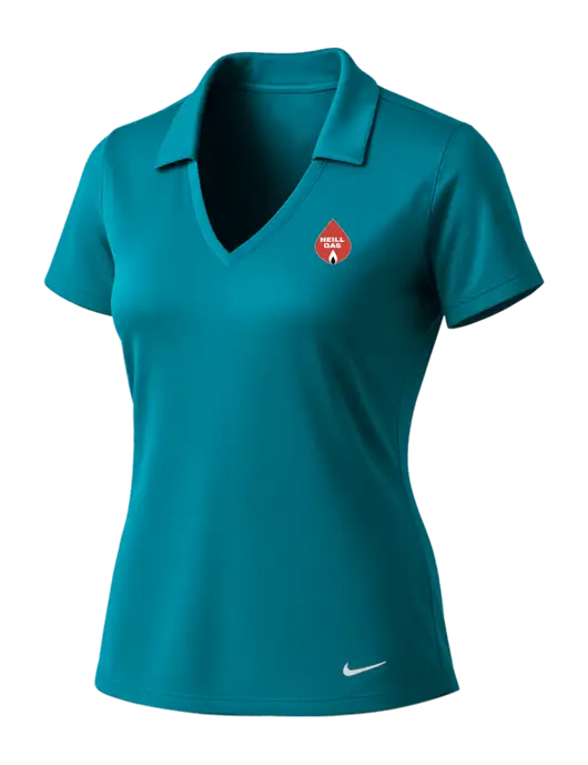NIKE Dark Teal Womens Dri-Fit Vertical Mesh Polo w/Neill Gas Logo