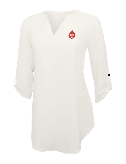 Ivory Womens 3/4 Sleeve Tunic Blouse w/Neill Gas Logo
