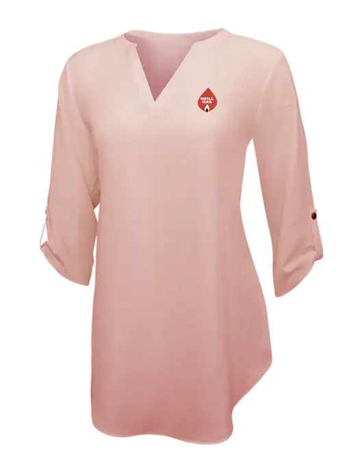 Light Coral Womens 3/4 Sleeve Tunic Blouse w/Neill Gas Logo