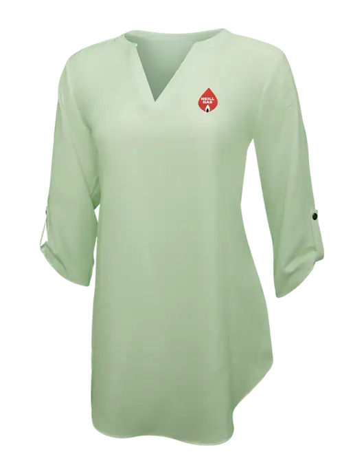 Very Light Green Womens 3/4 Sleeve Tunic Blouse w/Neill Gas Logo