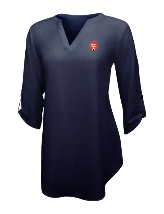 Navy Womens 3/4 Sleeve Tunic Blouse w/Neill Gas Logo