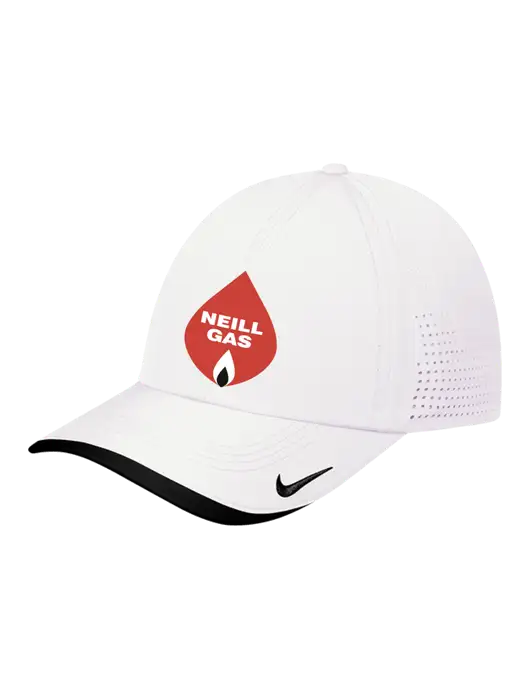 Nike White/Black Dri-FIT Perforated Performance Cap w/Neill Gas Logo