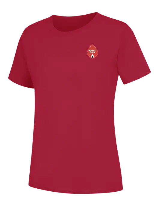 Womens Red Core Blend Tee w/Neill Gas Logo