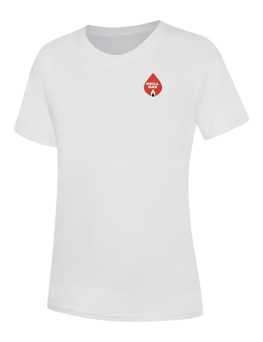Womens White Core Blend Tee w/Neill Gas Logo