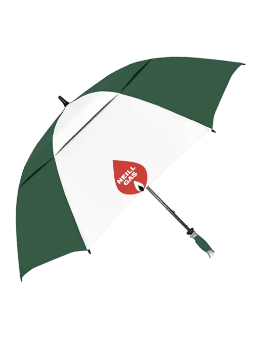 Dark Green/White Vented Typhoon Tamer Golf Umbrella w/Neill Gas Logo