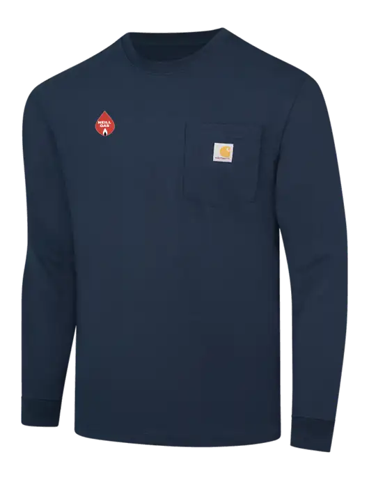 Carhartt Navy Workwear Pocket Long Sleeve T-Shirt w/Neill Gas Logo