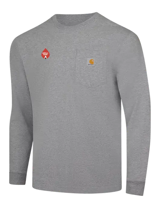 Carhartt Light Grey Heather Workwear Pocket Long Sleeve T-Shirt w/Neill Gas Logo