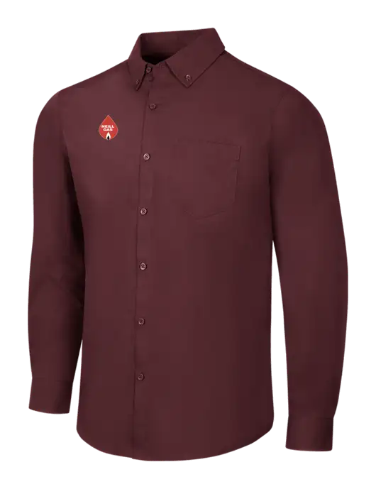 Maroon Long Sleeve Carefree Poplin Shirt w/Neill Gas Logo
