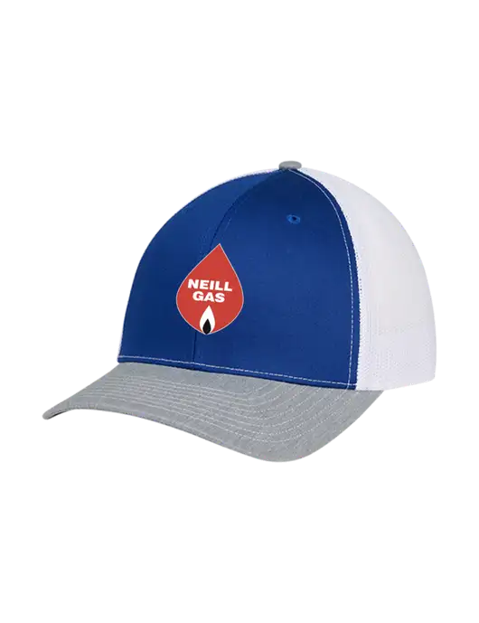 Richardson Adjustable Snapback Original 112 Trucker Cap Royal/HeatherGrey/White Mesh w/Neill Gas Logo