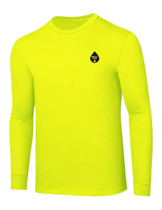 Core Blend Safety Yellow Long Sleeve Tee w/Neill Gas Logo