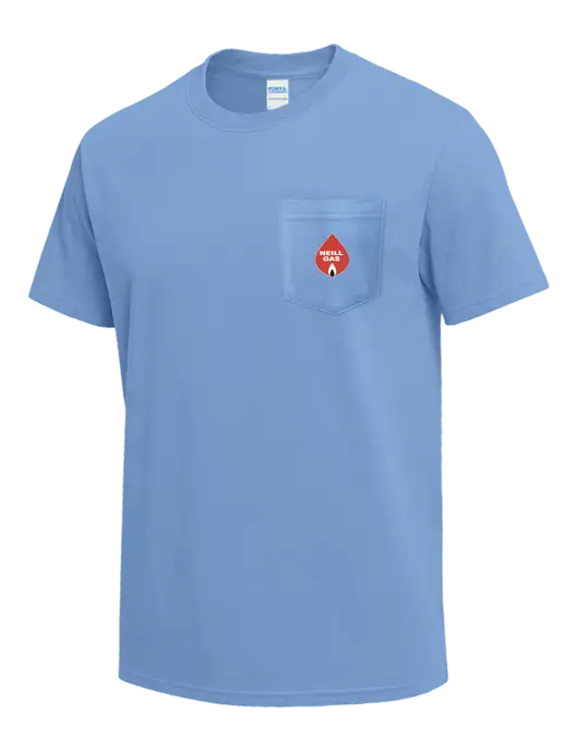 Light Blue Heavyweight 6.1 oz Pocket T-Shirt w/Neill Gas Logo