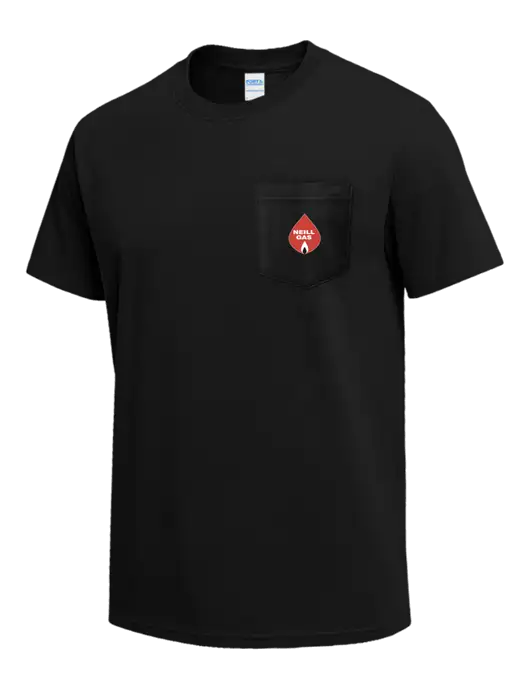Black Heavyweight 6.1 oz Pocket T-Shirt w/Neill Gas Logo