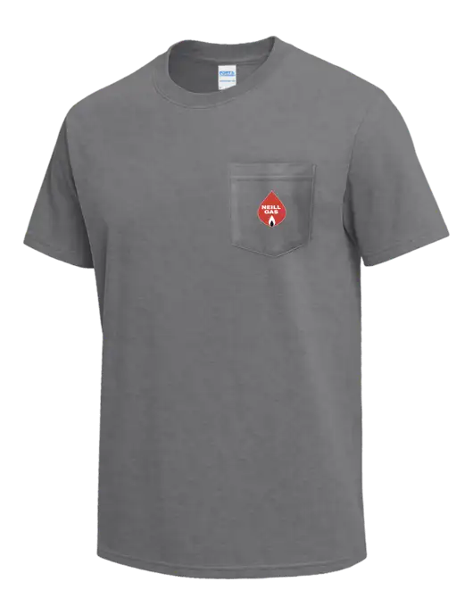Medium Grey Heather Heavyweight 6.1 oz Pocket T-Shirt w/Neill Gas Logo