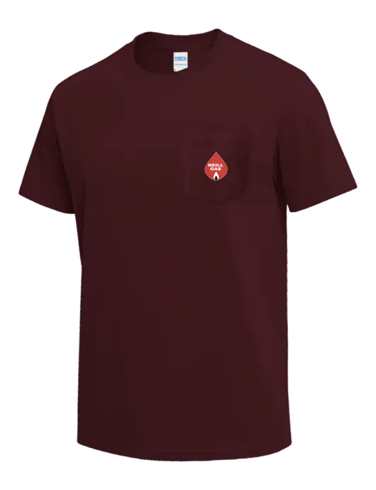 Maroon Heavyweight 6.1 oz Pocket T-Shirt w/Neill Gas Logo