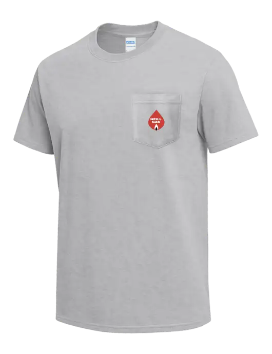 Light Grey Heather Heavyweight 6.1 oz Pocket T-Shirt w/Neill Gas Logo