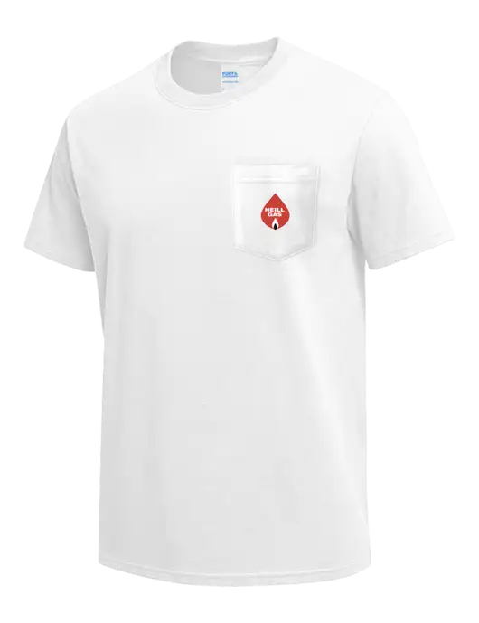 White Heavyweight 6.1 oz Pocket T-Shirt w/Neill Gas Logo