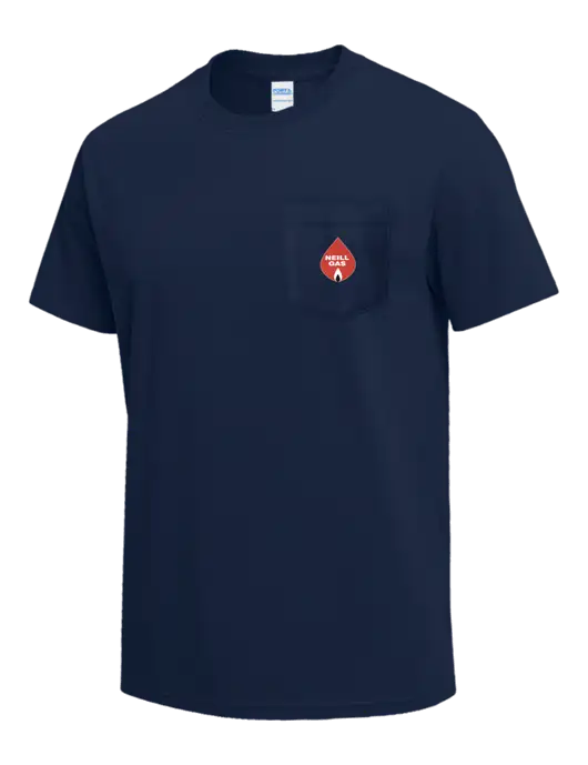 Navy Heavyweight 6.1 oz Pocket T-Shirt w/Neill Gas Logo