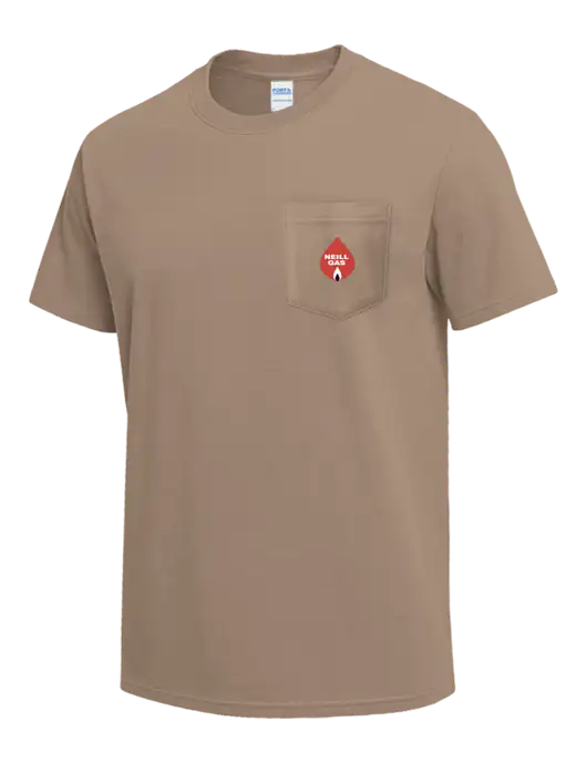 Dark Tan Heavyweight 6.1 oz Pocket T-Shirt w/Neill Gas Logo