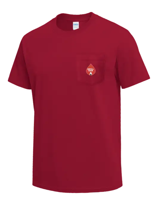 Red Heavyweight 6.1 oz Pocket T-Shirt w/Neill Gas Logo