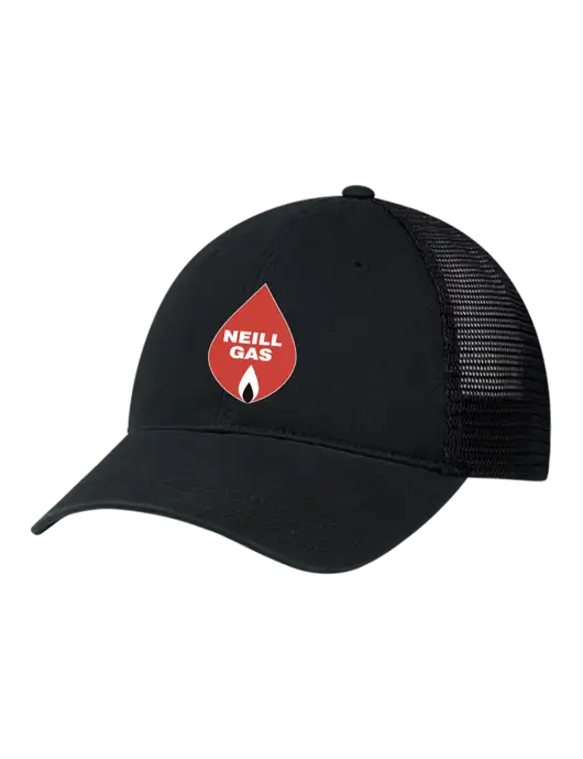 Richardson 111 Garment Washed Trucker Cap Black w/Black Mesh w/Neill Gas Logo