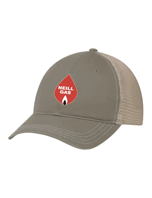 Richardson 111 Garment Washed Trucker Cap Medium Taupe w/Tan Mesh w/Neill Gas Logo