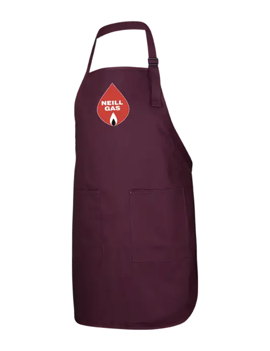 Full-Length Maroon Apron With Pockets w/Neill Gas Logo