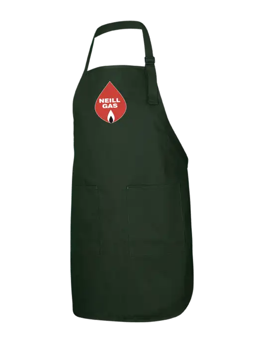 Full-Length Dark Green Apron With Pockets w/Neill Gas Logo
