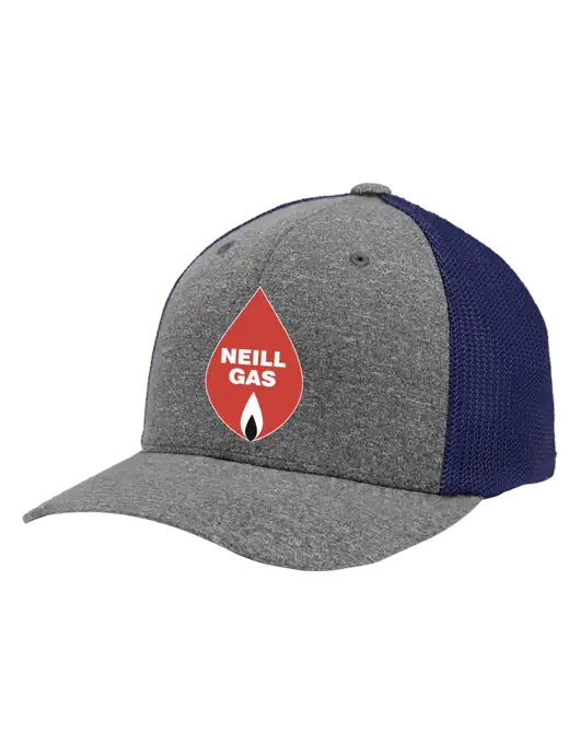 Flexfit Navy/Medium Grey Heather Melange Mesh Back Trucker Cap w/Neill Gas Logo