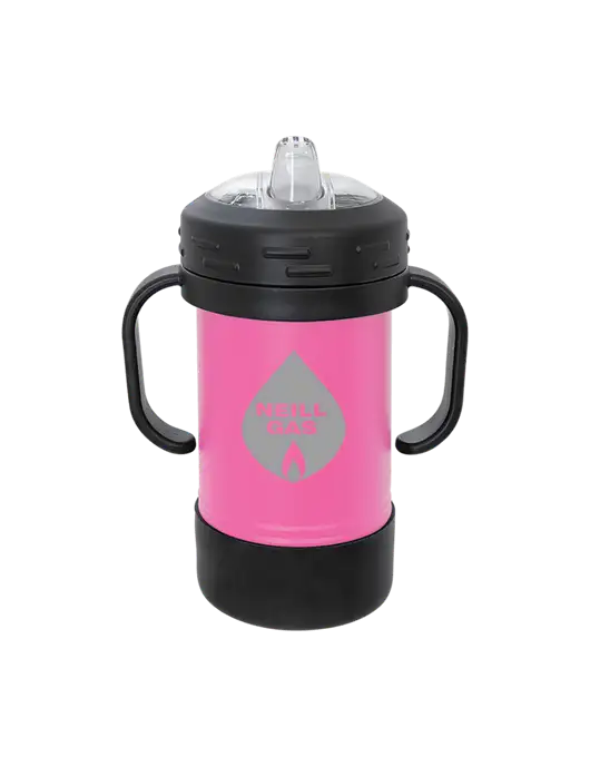 Polar Camel 10 oz Powder Coated Pink Sippy Cup w/Neill Gas Logo
