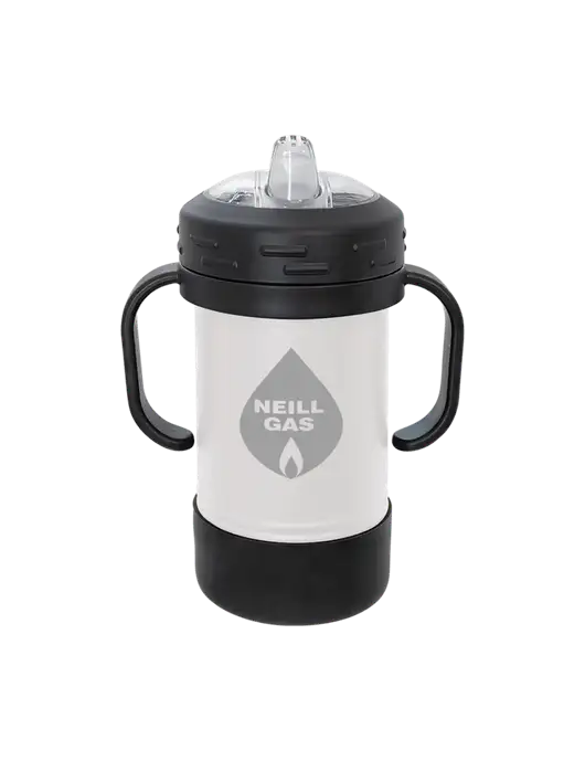 Polar Camel 10 oz Powder Coated White Sippy Cup w/Neill Gas Logo