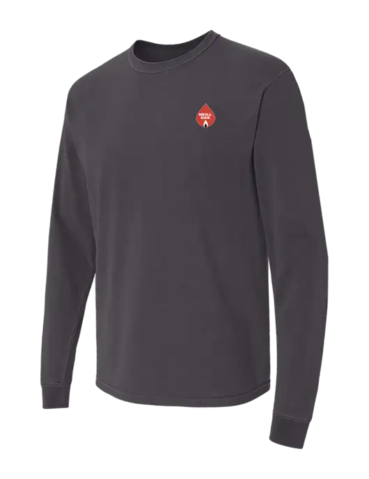 Comfort Colors Garment-Dyed Dark Grey Heavyweight Long Sleeve T-Shirt w/Neill Gas Logo