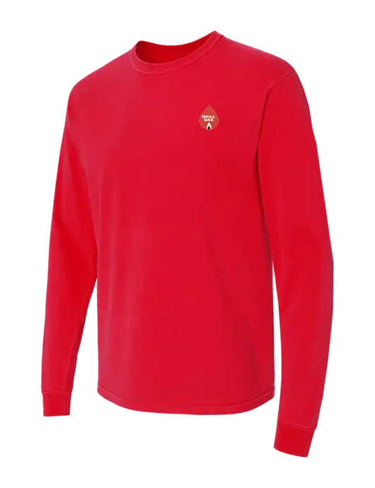 Comfort Colors Garment-Dyed Red Heavyweight Long Sleeve T-Shirt w/Neill Gas Logo