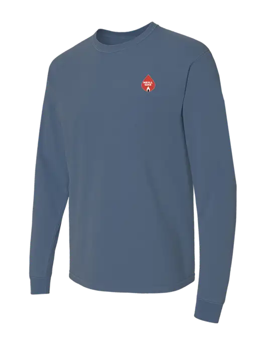 Comfort Colors Garment-Dyed Blue Slate Heavyweight Long Sleeve T-Shirt w/Neill Gas Logo