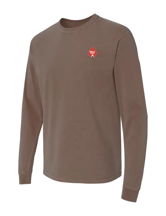 Comfort Colors Garment-Dyed Brown Heavyweight Long Sleeve T-Shirt w/Neill Gas Logo