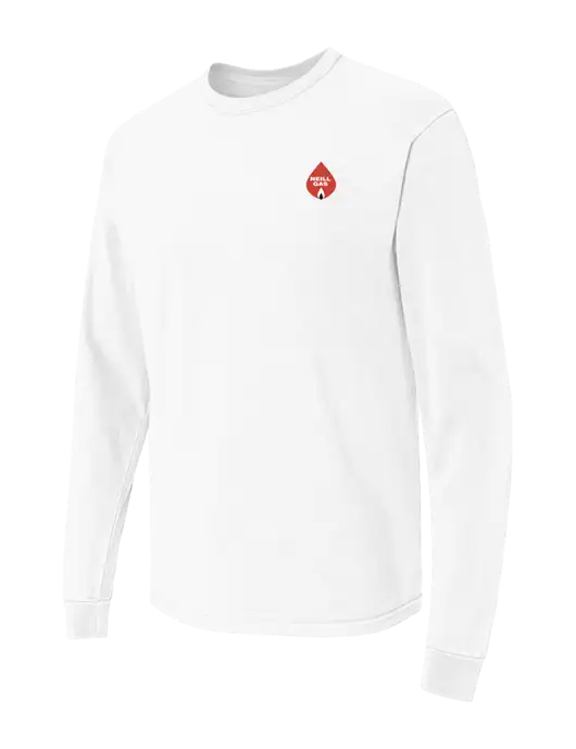 Comfort Colors Garment-Dyed White Heavyweight Long Sleeve T-Shirt w/Neill Gas Logo