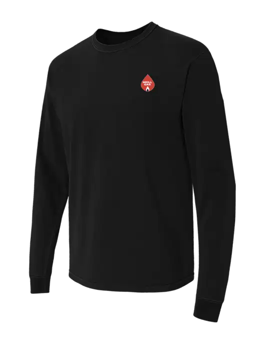 Comfort Colors Garment-Dyed Black Heavyweight Long Sleeve T-Shirt w/Neill Gas Logo